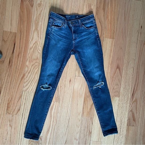 Adriano Goldschmied Ethereal Blue Distressed Legging Ankle Skinny Jeans EUC 24 - Picture 4 of 12